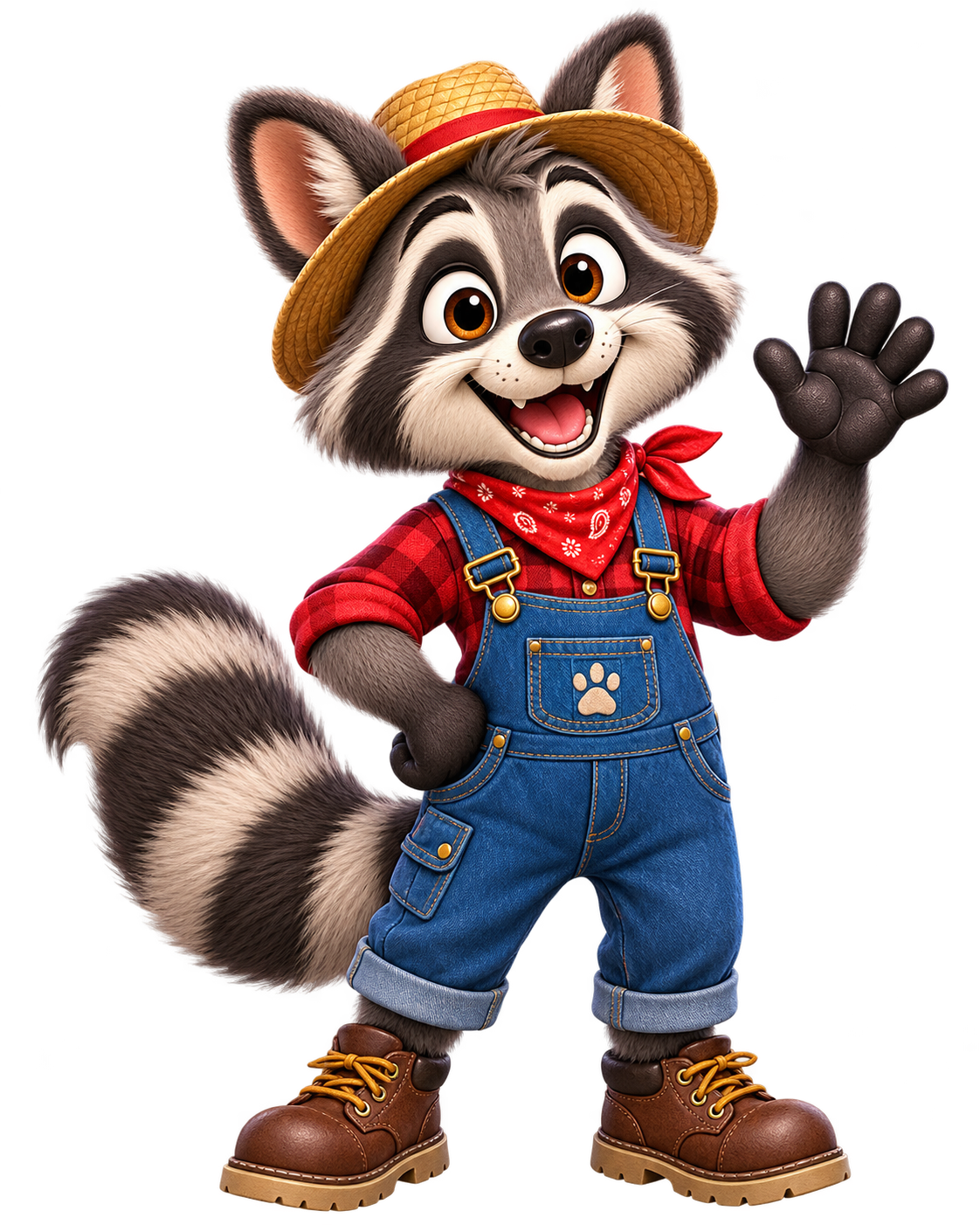 Robby Raccoon, the friendly farm raccoon from The Farm Adventures